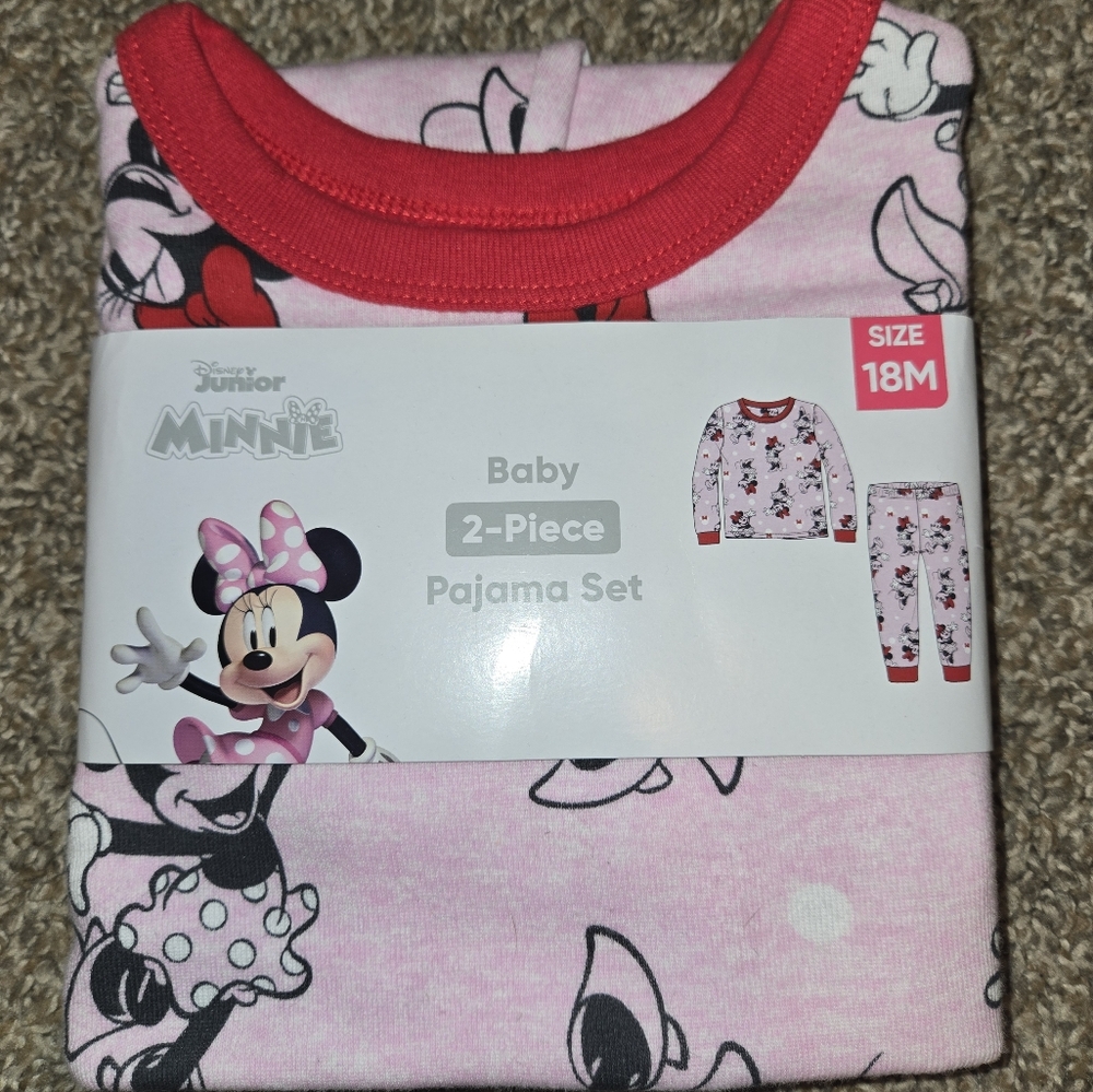 Disney Minnie Mouse Toddler Girls Long Sleeve Top and Pants, 2-Piece Pajama Set